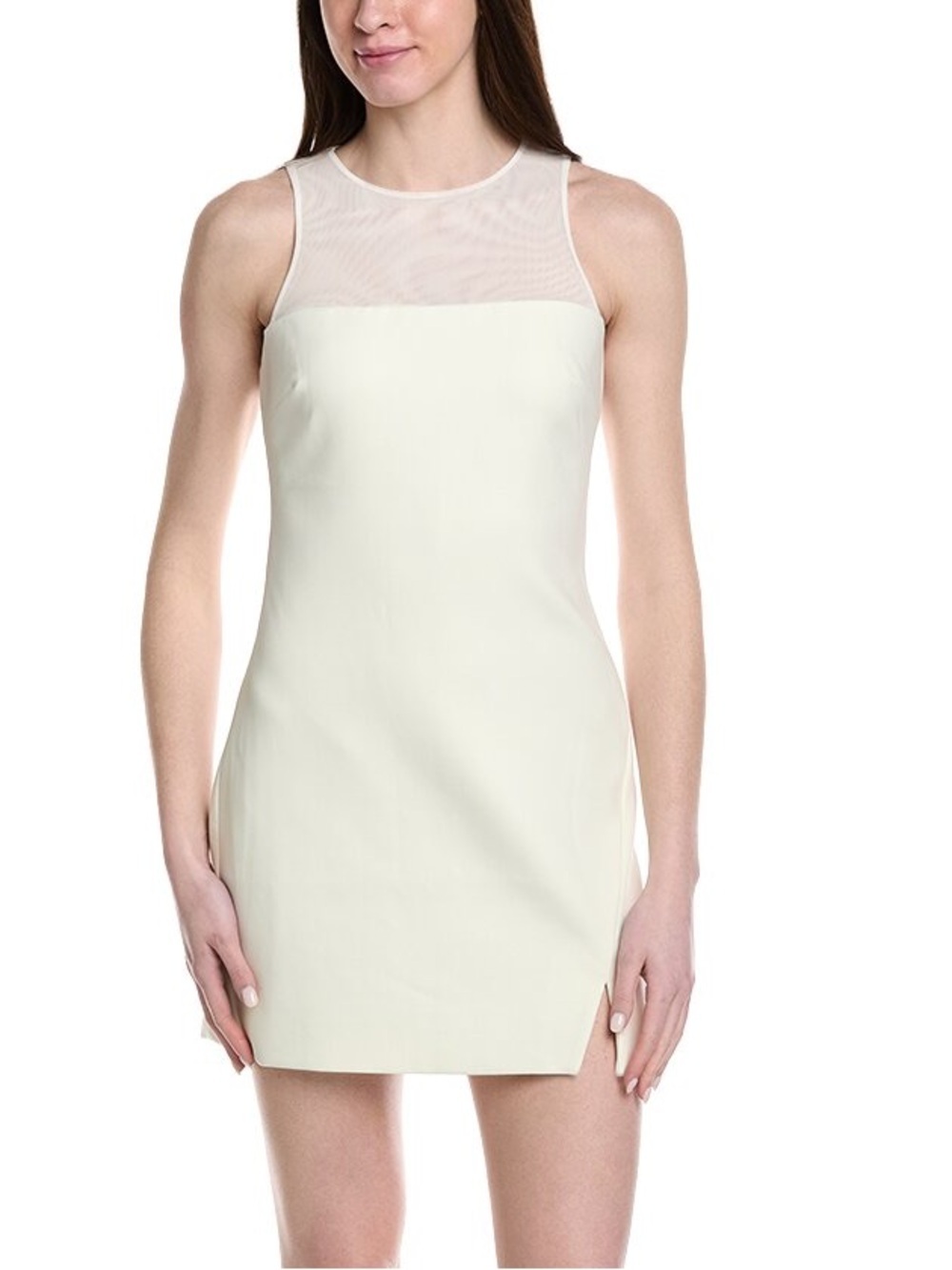 New Cinq a Sept Elson Illusion Mesh Yoke Mini Dress White Sz 8